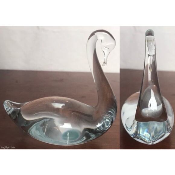 Bundle Of 2 VTG Animal Clear Art Glass Pieces Swan & Snail Napcoware Paperweight - Picture 4 of 12